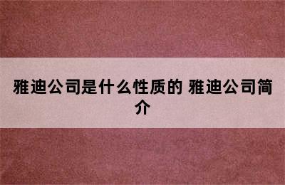 雅迪公司是什么性质的 雅迪公司简介